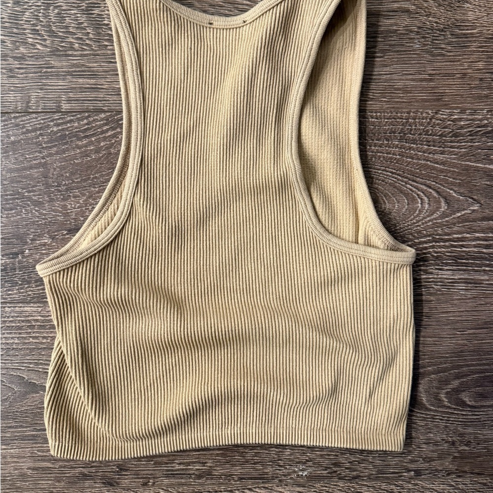 Zara Ribbed Tan Sleeveless Top - Picture 2 of 2